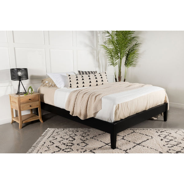 English Elm Ridgeview Dark Cocoa Queen Storage Panel Bed - Sleek Low-Profile Black Frame, No Box Spring Needed B062S00858