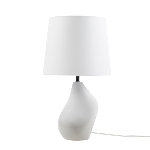 JLA Home INK+IVY - Asymmetrical Ceramic Table Lamp with Glossy Ombre Glaze, Linen Shade & Energy-Saving 9W LED Bulb II153-0155