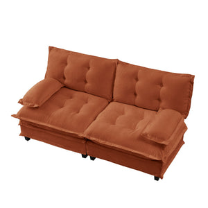 English Elm 77 Inch Cloud Loveseat Modular Chenille Sofa with Lattice Cushions for Any Room Orange W714S01734