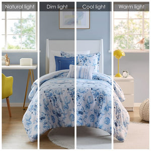 English Elm Twin/Twin Floral Striped Comforter Set with Anti-Microbial Microfiber, Plush Fill, Decorative Pillows Multicolor 19.68 L x 12.99 W x 7.09 H B035P203249