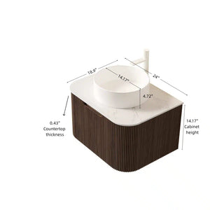 English Elm Dina Floating Bathroom Vanity with Sintered Stone Top and Crystal Glass Basin Walnut,White W2615S00410