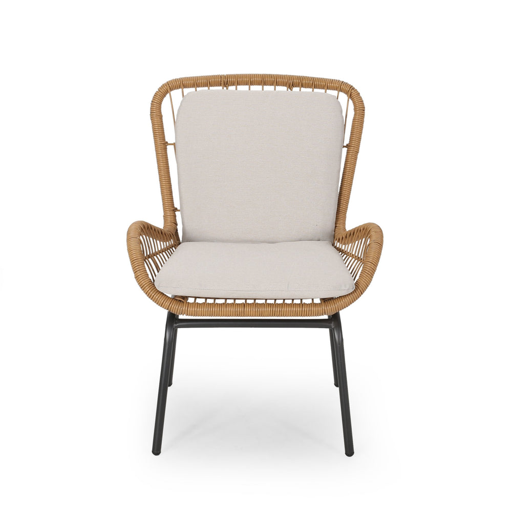 English Elm Christopher Knight Home® - Mccaskill Patio Chair Set of 2 with Water-Resistant Cushions, Durable Rattan Weave & Iron Frame Stability Light Brown 64877.00LBRN