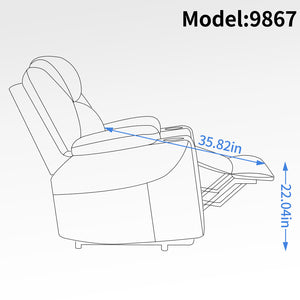 English Elm Up to 350 Lbs Chenille Power Lift Recliner with Massage Heating and Usb Charging Ports Blue W3224S00002
