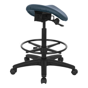 OSP Home Furnishings Backless Saddle Stool Ergonomic Pneumatic Height Adjustable Office Studio Task Seating Dillon Blue ST205-R105