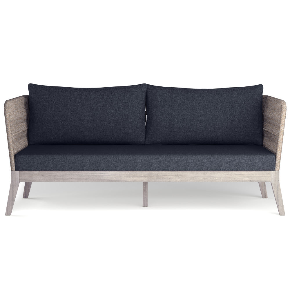 English Elm Santiago Outdoor Sofa in Slate Grey — Handcrafted Aluminum & Acacia Wood, Water-Repellent Cushions, Removable Covers B136P159396