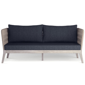 English Elm Santiago Outdoor Sofa in Slate Grey — Handcrafted Aluminum & Acacia Wood, Water-Repellent Cushions, Removable Covers B136P159396