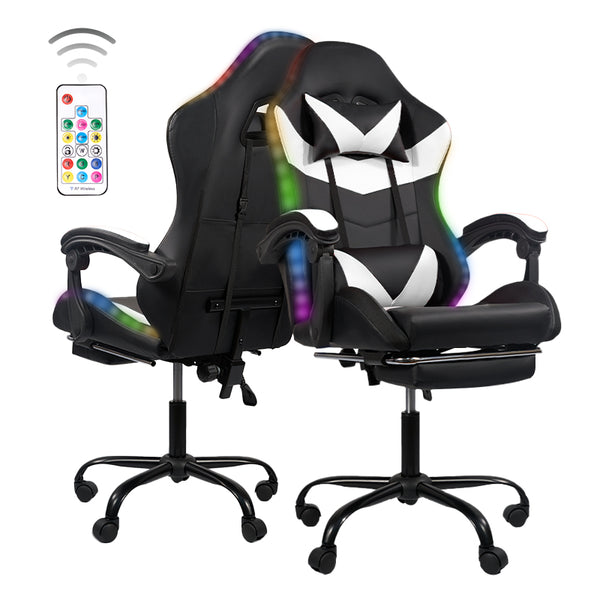English Elm Gaming Chair Black-White - Ergonomic Design With Custom Rgb Lighting, Synced Armrests & Durable Base T3950P374484