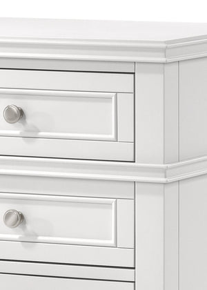English Elm White Solid Wood 3-Drawer Nightstand with USB Charging Port, Poplar Solids, Custom Hardware Finish B2699P236711