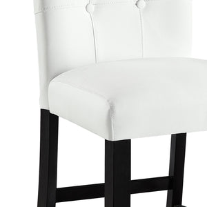 English Elm Hussein Modern Counter Height Chair Set of 2 – White PU Leather, Button-Tufted 5" Cushion, Black Wood Legs B2726P292920