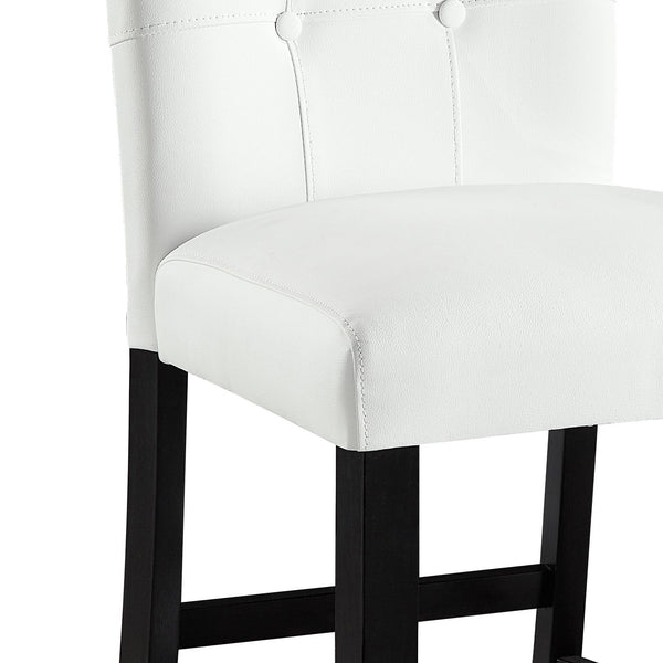 English Elm Hussein Modern Counter Height Chair Set of 2 – White PU Leather, Button-Tufted 5" Cushion, Black Wood Legs B2726P292920