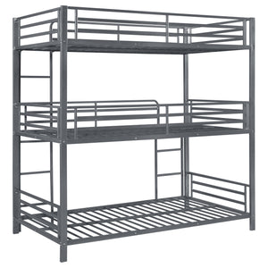 English Elm Rollins Gunmetal Triple Twin Bunk Bed – Heavy-Duty Steel Space-Saving 3-Tier Sleep Solution for Rooms B062P340742