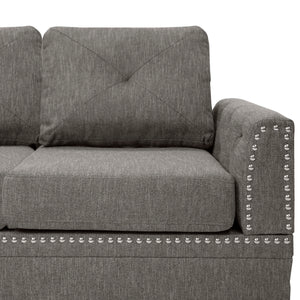 English Elm 2-PCS Ash Black Sectional Sofa with Reversible Chaise, 112" x 85" x 35" Cotton-Blend Fabric Comfort B089S00108