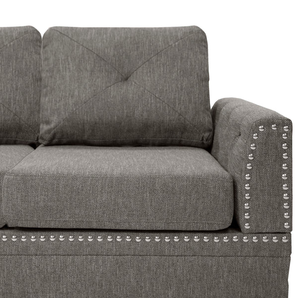 English Elm 2-PCS Ash Black Sectional Sofa with Reversible Chaise, 112" x 85" x 35" Cotton-Blend Fabric Comfort B089S00108