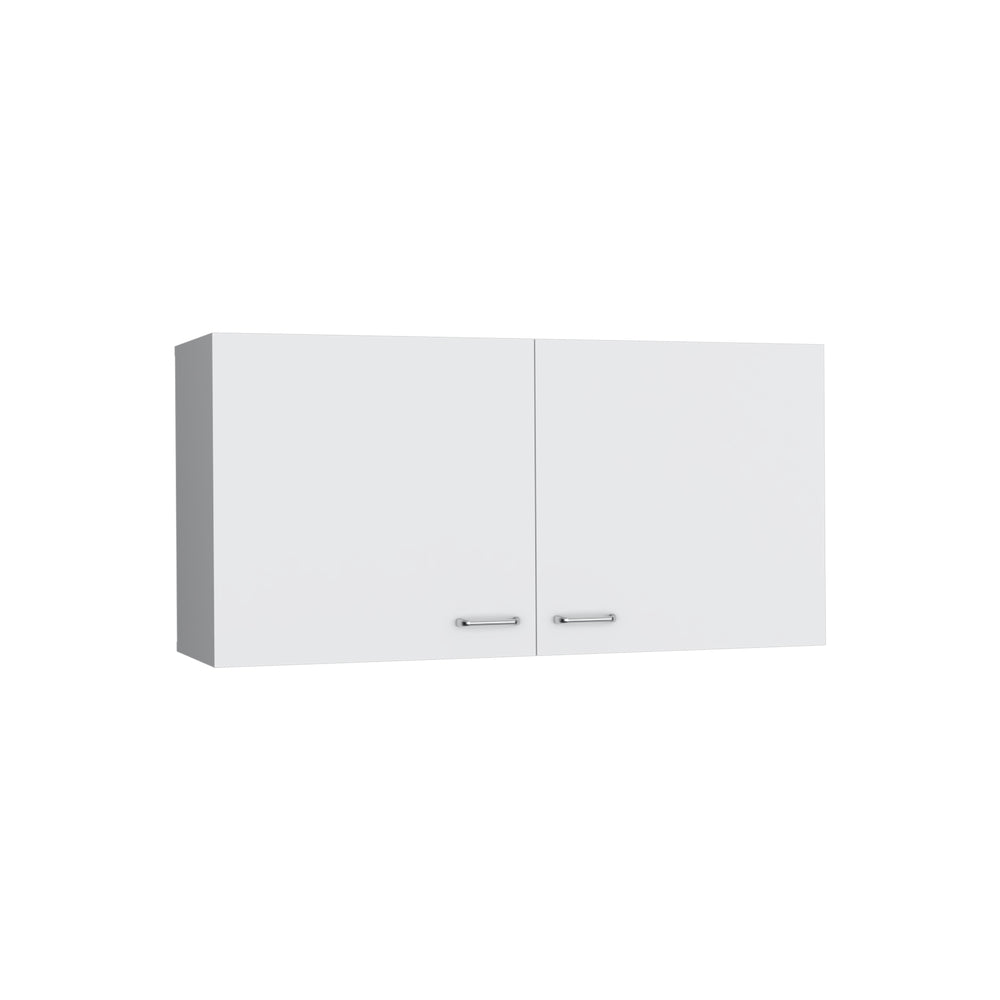 English Elm Napoles 39" W Double Door Wall Cabinet White - Space-Saving Particle Board Storage for Kitchen Bath Laundry Garage B200P240265