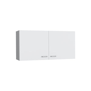 English Elm Napoles 39" W Double Door Wall Cabinet White - Space-Saving Particle Board Storage for Kitchen Bath Laundry Garage B200P240265
