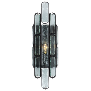 Centurion Recycled Glass Wall Sconce – Elegant Satin Black Wrought Iron Fixture for Contemporary Spaces