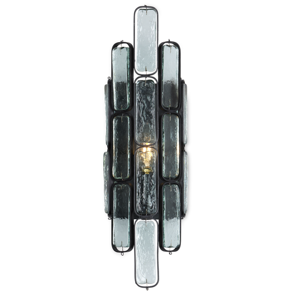 Centurion Recycled Glass Wall Sconce – Elegant Satin Black Wrought Iron Fixture for Contemporary Spaces