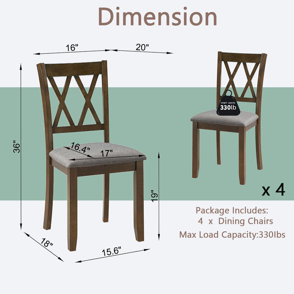 English Elm Dining Chairs Set Of 4 - Ergonomic Walnut Wooden Dining Room Chairs With Padded Seats & Style W1998P317437