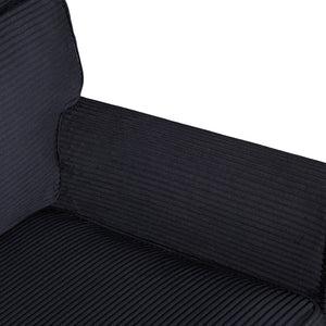 English Elm 57" Corduroy Two Seater Sofa Removable Cushions Solid Wood Frame Compact Living Room Black W2715P433633