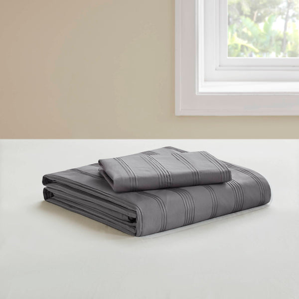 JLA Home Super Listing - Woven Logan duvet set with subtle woven stripe, brushed microfiber reverse, Oeko‑Tex certified comfort Charcoal AM12-0578