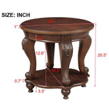 English Elm 22'' Retro Round End Table,Solid Wood Sofa Side Table With Shelf,Living Room Corner Table Easy Assemble,Cherry