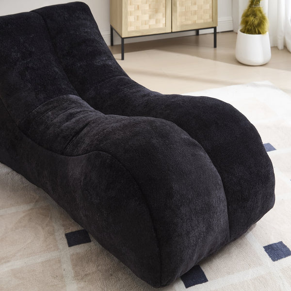 English Elm Creative Bean Bag Sofa Chair with Plush Superfiber Cover and Soft Foam Filling for Luxe Comfort Black W1996P266264