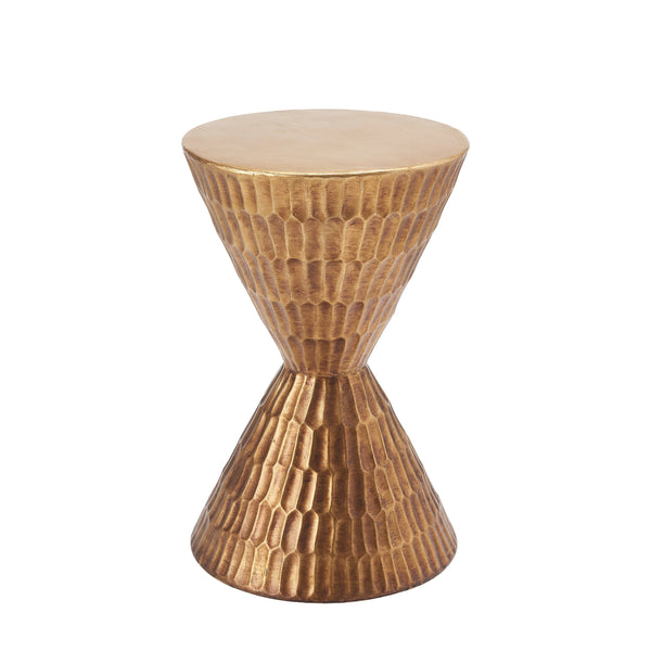 English Elm 13.78 Inch Handmade Mgo Geometric Side Table Gold Metallic Accent for Indoor Outdoor N772P390771C