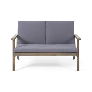 English Elm Christopher Knight Home® - Acacia Outdoor Loveseat and Coffee Table Set with Cushions, Mid-Century Acacia Wood Patio Seating DARK GREY 68024.00DGRY