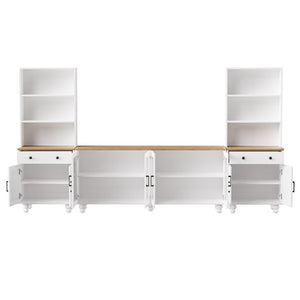 English Elm On-Trend Farmhouse Tv Stand With Solid Wood Legs, Glass Doors & Adjustable Shelves For Tvs Up To 70" N721S000041K-GIGA