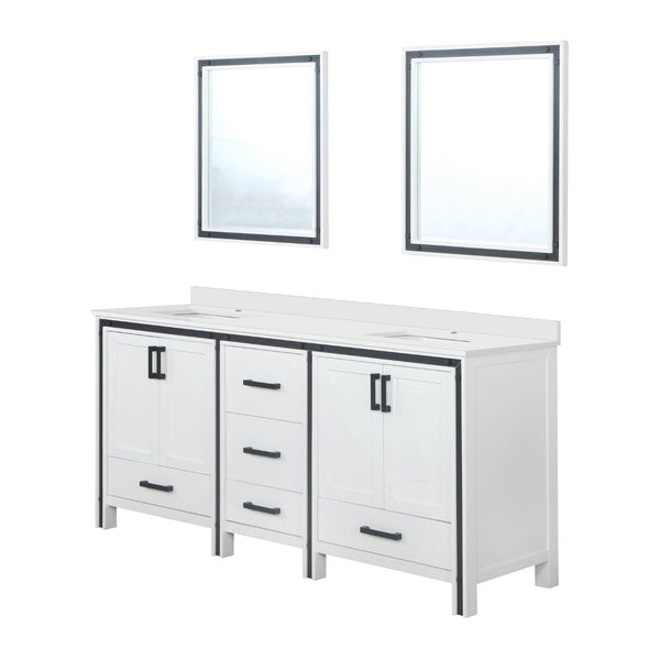 English Elm White Double Bath Vanity 72" With Cultured Marble Top, Soft-Close Drawers & 2 Elegant Mirrors B2731S00936-GIGA