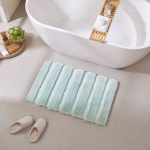 JLA Home Madison Park - Rug Madison Park Tufted Pearl Channel Bath Rug — Soft High‑Low Stripe, Machine Washable, Durable Elegance Seafoam MP72-5109