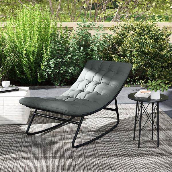 English Elm Outsunny Steel Frame Outdoor Rocking Chair Set with Mesh Seats and Thick Cushions W2225P485559