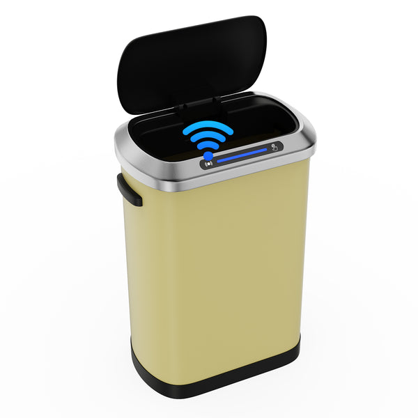 English Elm 50L Smart automatic Trash Can with Silent Slow-Close Lid, Motion Sensor, Durable 0.45mm Steel Body Yellow W1550P247984
