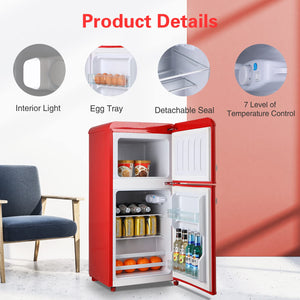 English Elm 3.5cu.ft Two Door Compact Mini Fridge Wood Finish Freezer Dorm Bar Office Red W1002P210642