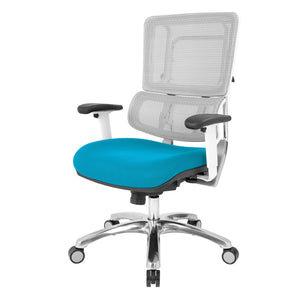 OSP Home Furnishings White Mesh Ergonomic Manager Chair with Lumbar Support and Adjustable Arms for Office Blue 99661W-7