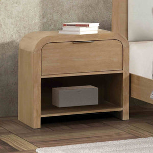 English Elm King Bedroom Set Channel Tufted Headboard Mango Wood Natural Finish with Nightstands B2741S00944