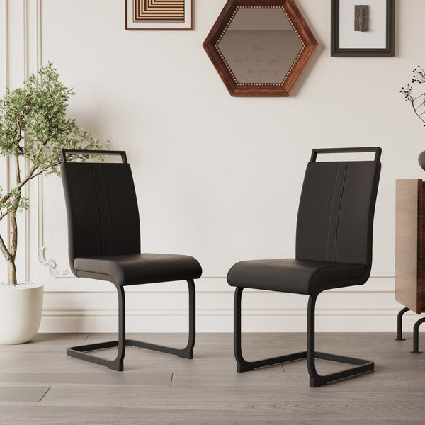 English Elm Modern White Faux Leather High Back Dining Chair Set Gold Base Elegant Seating W3732P495890