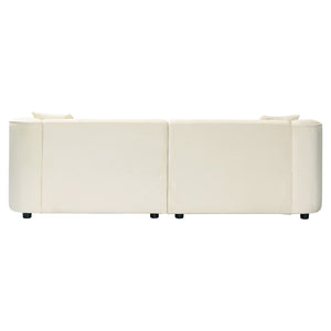 English Elm Christopher Knight Home® - 87" Curved Contemporary Sofa In Off-White Velvet: Elegant Design, Plush Comfort & Durable Frame For Living Spaces N767P2323857B