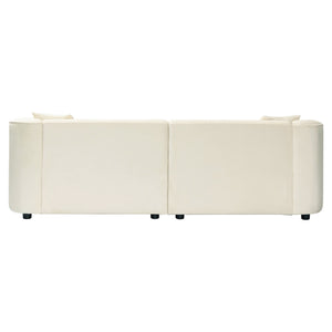 English Elm Package Curved Sculptural Sofa Soft Off-white Upholstered Modern Living Room Seating Beige N767P232385B