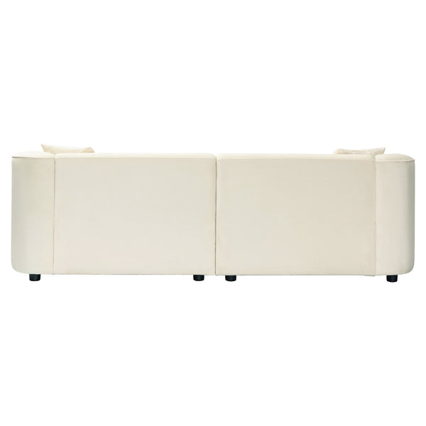 English Elm Package Curved Sculptural Sofa Soft Off-white Upholstered Modern Living Room Seating Beige N767P232385B