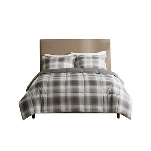 English Elm Twin Woodsman Softspun Plaid Comforter Mini Set - Grey Cabin Style, 6D Fiberfill, OEKO-TEX Certified, Machine Washable B035100464