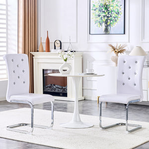 English Elm Set of 2 Glam Faux Alligator Pvc Dining Chairs with Crystal Buckle Bow Legs White W3875P371055