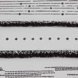 English Elm Cotton Textured Comforter Set With Tufted Trims, Black/White King/Cal King - Boho Chic Style Upgrade B03596417