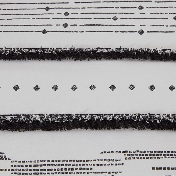 English Elm Cotton Textured Comforter Set With Tufted Trims, Black/White King/Cal King - Boho Chic Style Upgrade B03596417