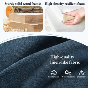 English Elm U_style Modular U-shaped Sectional Sofa with Storage Ottomans Linen Polyester 6 Seat Blue WY000462AAC