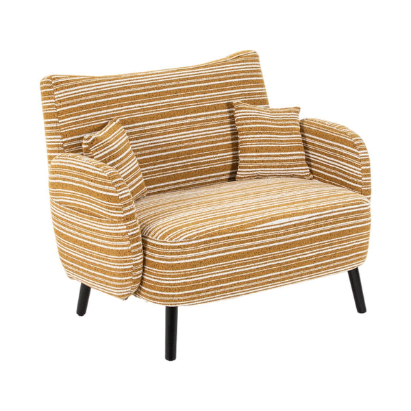 English Elm Modern tufted two-seater sofa with boucle upholstery, tapered legs, storage pockets, cozy compact design Mustard yellow W395P376588
