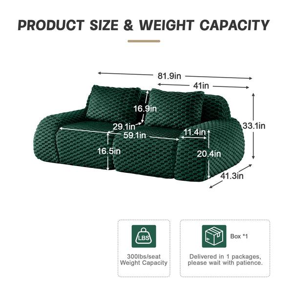 English Elm 82" Modular Sectional Sofa Flannelette Upholstery Deep Seat No Assembly Living Room Green W714P377092