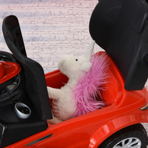 English Elm Aosom 2‑in‑1 Toddler Push Car Stroller Ride‑On with Horn, Music, Light, Storage & 360° Guardrail W2225P249761