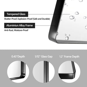English Elm 40X30 Inch Black Aluminium Frame Bathroom Mirror - Modern, Durable, Hd Reflection, Easy Mounting & Safe! T3757P347041