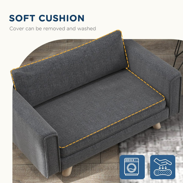 English Elm Pawhut Elevated Dog Sofa For Small & Medium Pets - Cozy, Washable Cushions & Durable Design, Gray W2225P217300-GIGA